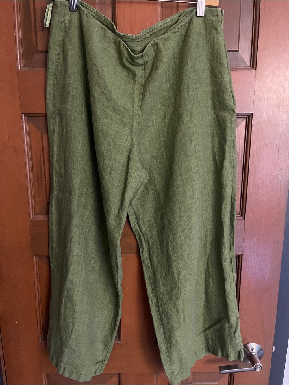 Eileen Fisher Olive Green Linen-Blend Chinos